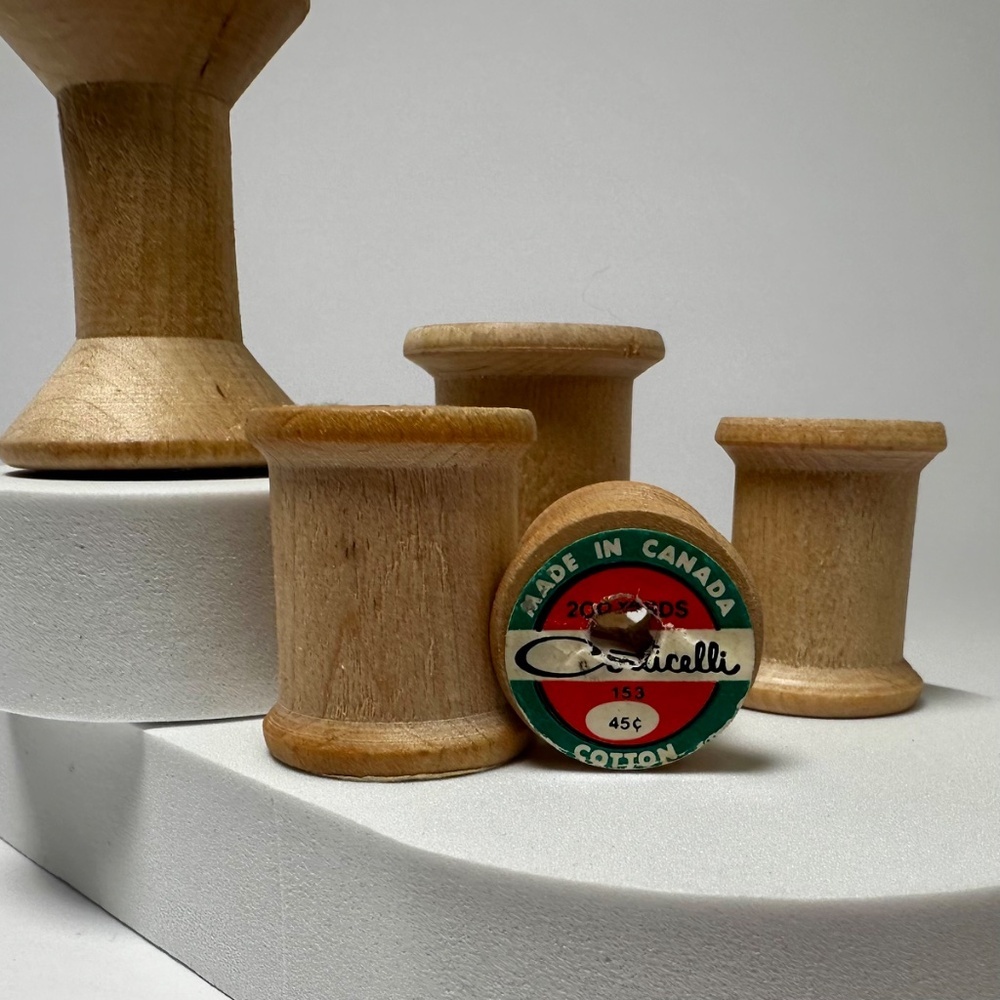 Vintage Wooden Thread Spools –Eaton’s, Coats, Mercerized – Set of 5